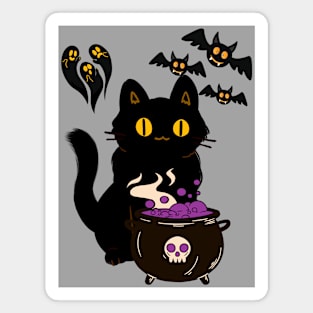 Happy Halloween Cute Black Cat Magnet